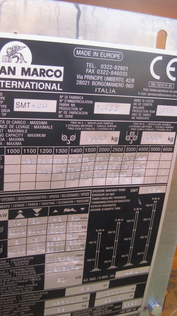 San Marco SMT 420 Crane - Image 3