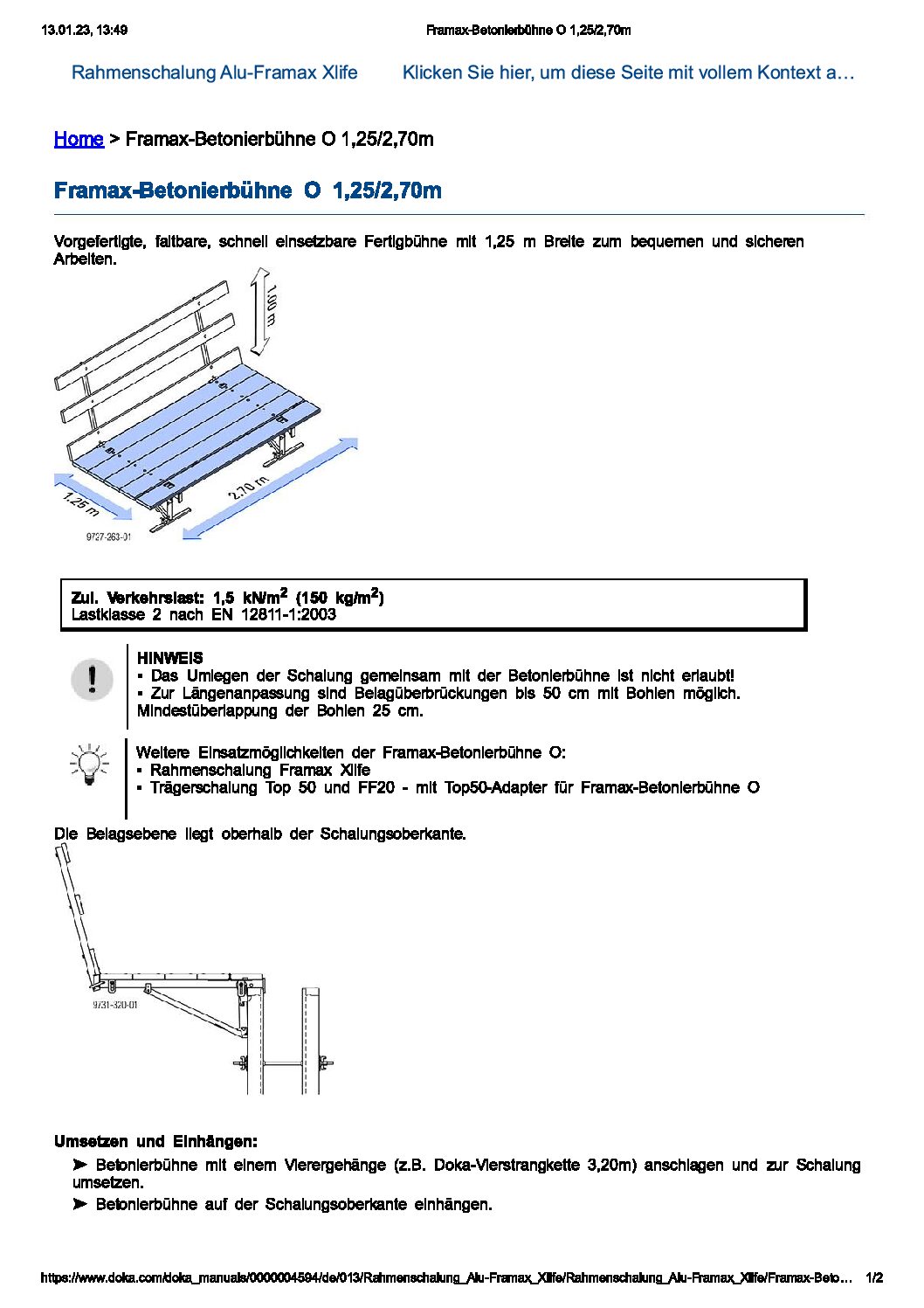 Plate-forme de bétonnage Doka O 125/270 – Image 9