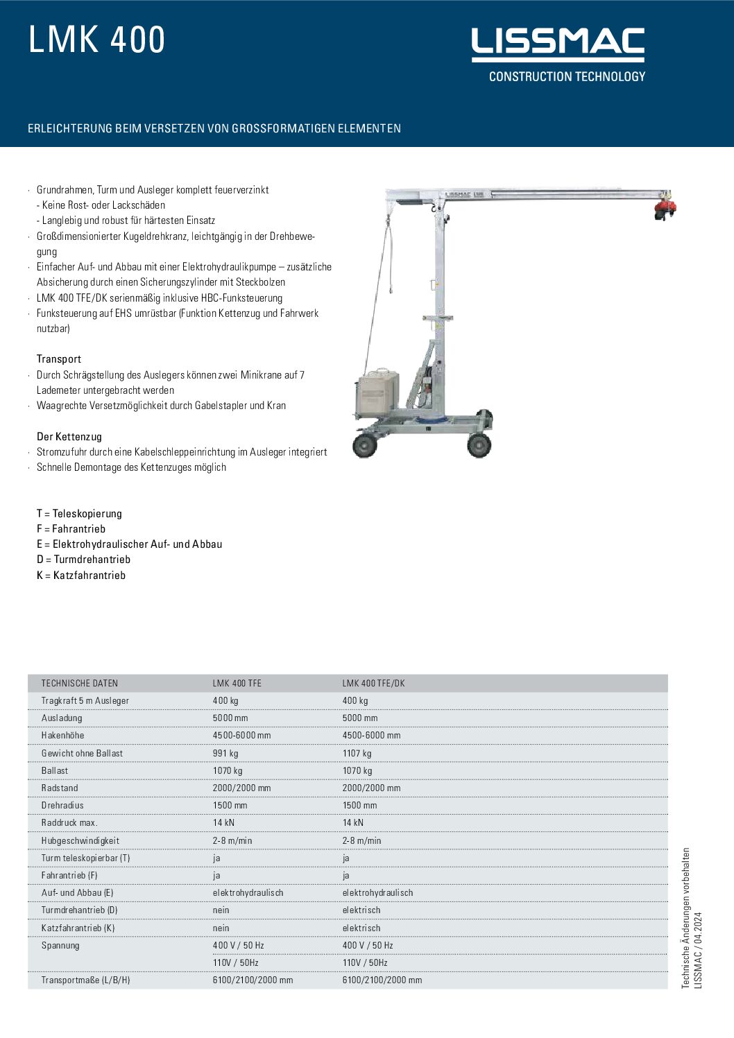 Minigrúa Lissmac LMK 400 - Imagen 8